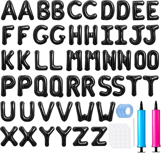 LIOZEOKUN Letter Balloons 16 Inch Alphabet A-Z Mylar Foil Balloons 2 Set for Wedding Birthday Party Decoration Banner Custom Phrase 52 Pcs