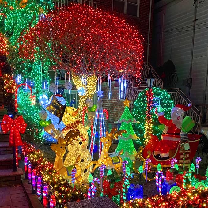 YEGUO 66ft 200 LED Red Halloween Lights Outdoor Waterproof, Green Wire Christmas String Lights Indoor, 8 Modes Twinkle Tree Light Plug in with Timer Memory