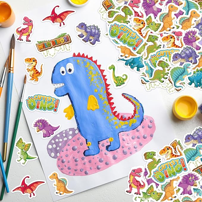 300Pcs Dinosaur Foam Stickers, Cute Self-Adhesive Dino Stickers Dinosaur Theme Decals Sticker Decorations for Home Classroom DIY Arts Crafts Dino Theme Party Favors Decor