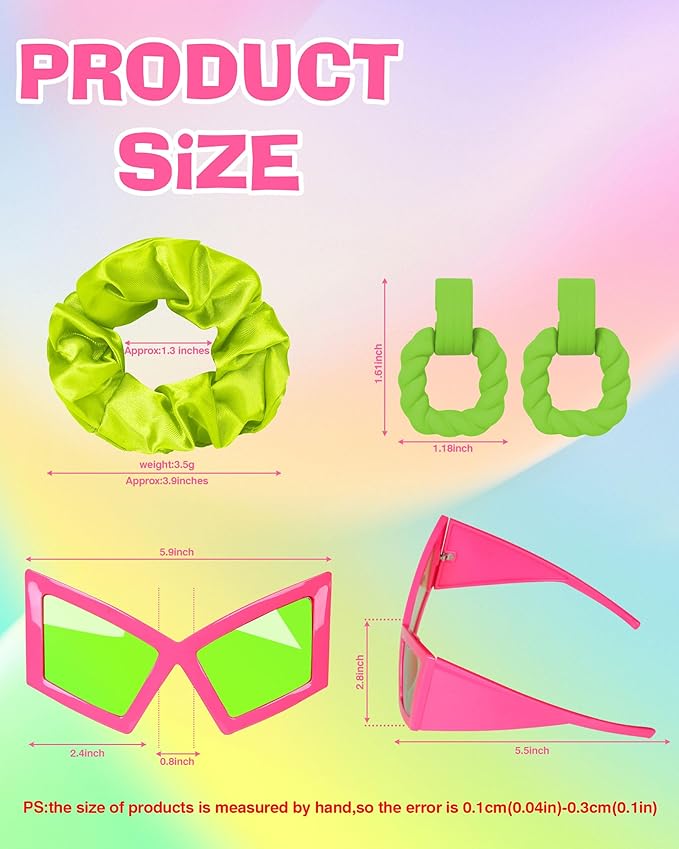 DANGCOS 80s Funny Glasses,Oversized Cat Eye Sunglasses Women,Max Face Width 5.9In Disco Accessories