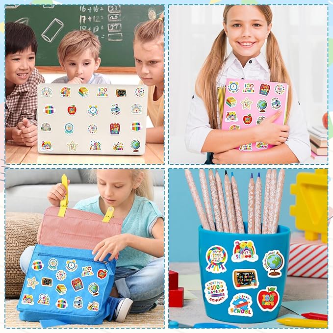 300Pcs 100 Day of School Foam Stickers, Cute School 100 Days Stickers Teacher Motivational Foam Sticker for Classroom DIY Art Craft Party Favor