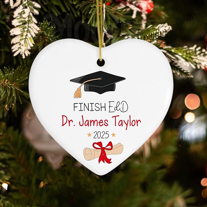Custom Doctor Christmas Ornaments 2025, Doctor of Education Ornament, Ed.d Doctorate 2025 Finished EDD Graduation, Doctoral Ornament Gifts for Women Men, Christmas Decorations, Dr Gifts for Him Her