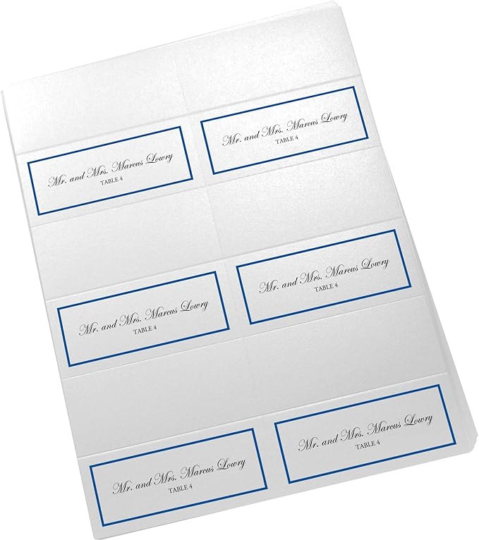 Single Line Border Printable Place Cards, Royal Blue (Choose Color), Set of 60 (10 Sheets), Laser & Inkjet Printers - Wedding, Party, Dinner, and Special Events - Made in the USA