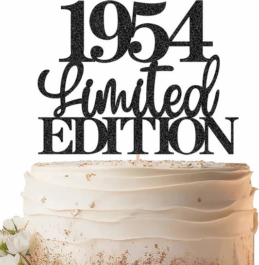 Limited EDITION 1954 Cake Topper - Black Glitter Happy 71st Birthday Party Cake Decoration Supplies, Cheer to 71 Years Cake Bunting Decor for 71st Birthday Party Photo Booth Props