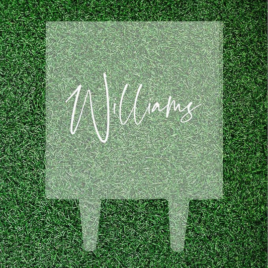 Andaz Press Clean Modern Last Name Custom Wedding Cake Topper, Acrylic Square Personalized Couple Cake Topper