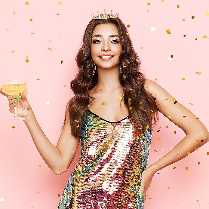 Gold Crown for Women, Crystal Queen Tiaras Headband Wedding Bridal Hair Accessories, Birthday Party Prom Cake Topper