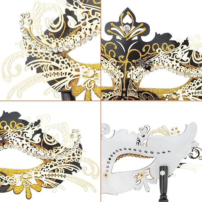 Hoshin Masquerade Mask for Couple, Mardi Gras Deecorations Venetian Masks with Stick for Womens