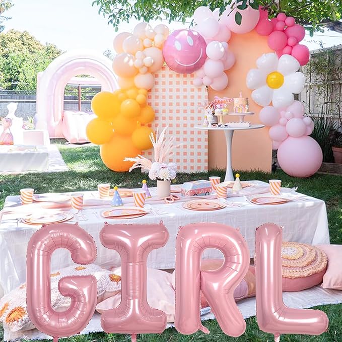 40 Inch Pink Letter Balloon C, Giant Alphabet A - Z Foil Balloon Baby Pink, Self Inflating Pearl Pink Letter Balloon C, Mylar Letter Customize Balloons for Girl Birthday Party Decoration Supplies