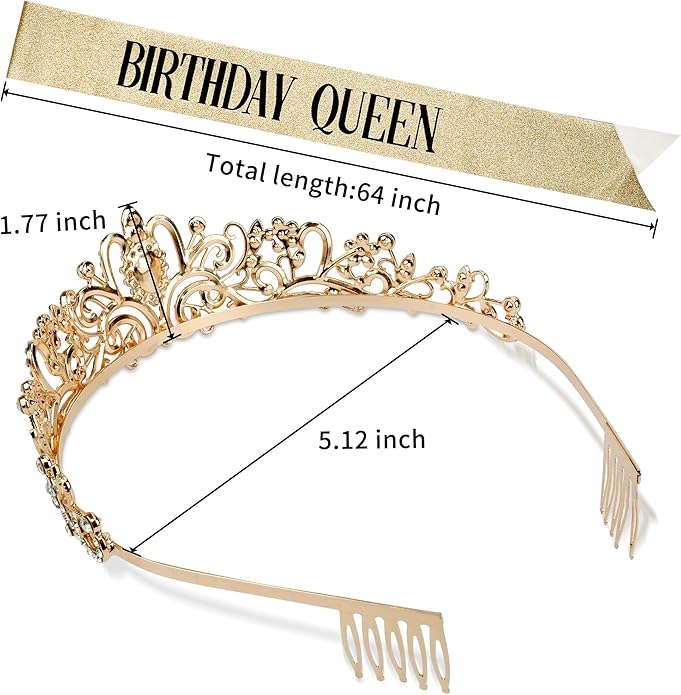Gold Crown for Women Crystal Princess Tiaras Rhinestone Queen Headband Wedding Bridal Hair Accessories Birthday Prom Pageant Party Coming of Age Ceremony Photo Props