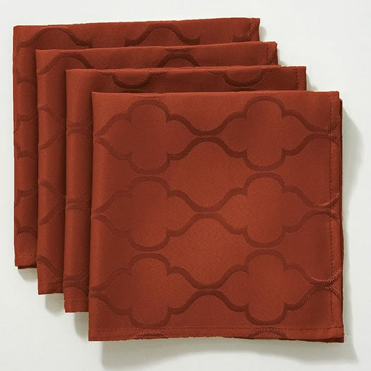 SASTYBALE Jacquard Cloth Napkins 20 x 20 Inch Flower Pattern 4 Pieces Washable Comfortable for Thanksgiving Family Dinners Weddings Parties and Banquets(Square, 20 inch x 20 inch, Brick Red)