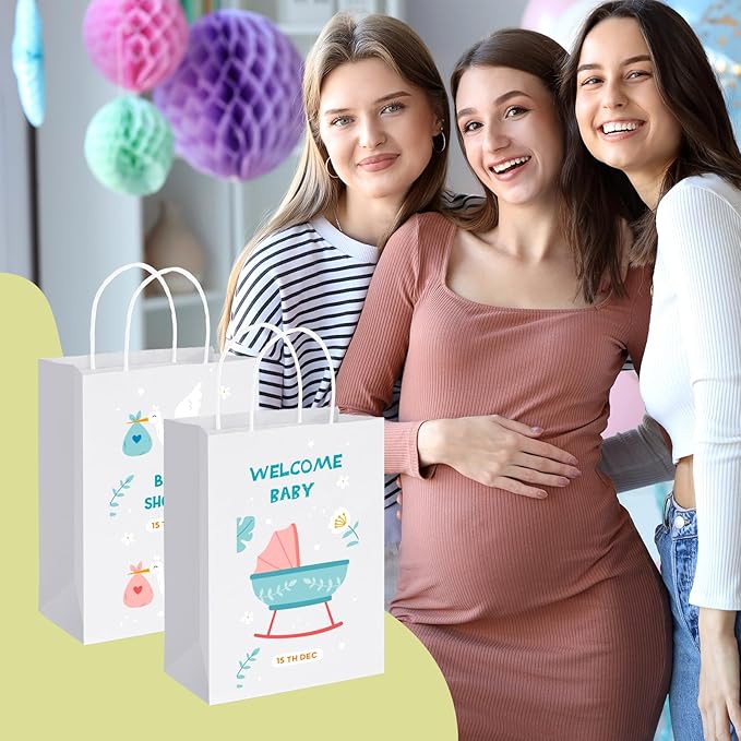 MESHA Gift Paper Bags 12000 PACK 8x4.25x10.5'' White Medium Shopping Kraft Bags Bulk with Handles Reusable for Business,Grocery,Birthday,Wedding,Kids Party,Favors