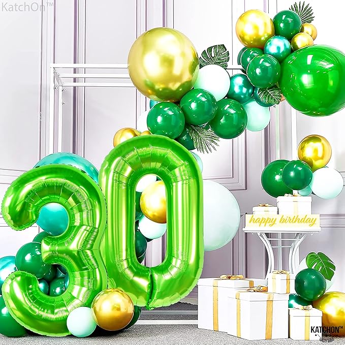 KatchOn, Light Green 30 Number Balloon - 40 Inch | Mylar Green 30 Balloon Number, 30th Birthday Decorations | Number 30 Balloons for Birthdays | 30 Number Balloon, 30th Anniversary Party Supplies