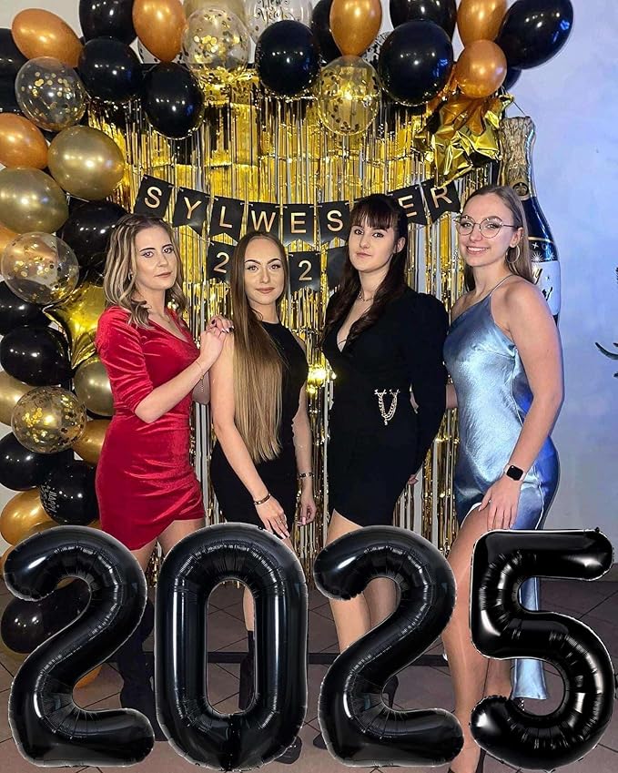 2025 Balloons,Gaint 40 Inch Black 2025 Number Balloons,2025 Black Balloons for New Year Eve Party Supplies 2025, New Years Decorations 2025, Christmas, Graduations Decorations