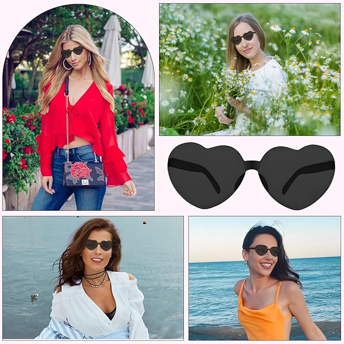 LEFIMOT 12 Pairs Heart Sunglasses for Women Heart Shaped Sunglasses Bulk Colorful Heart Glasses for Party Favor
