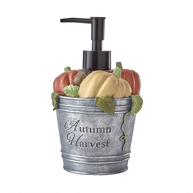 SKL Home Fall/Harvest/Autumn Bucket Soap Dispenser for Bath/Kitchen & Gift, Multi