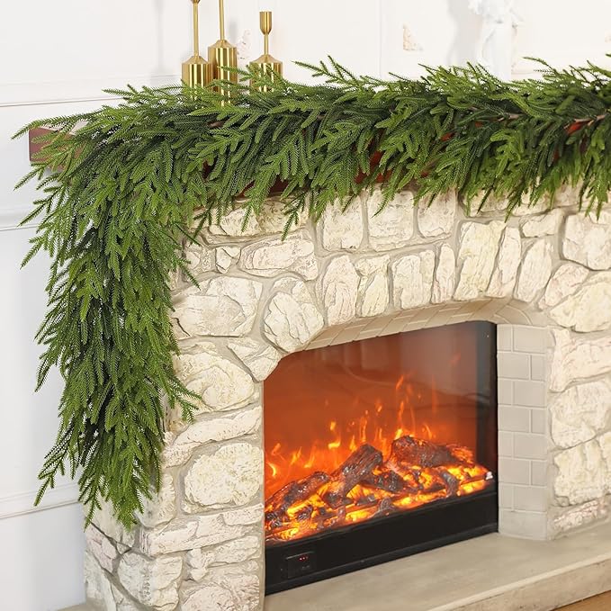Artificial Norfolk Pine Garland - Faux Christmas Garland Fake Green Garland for Fireplace,Table, Stairs, Mantle, Window,Indoor Outdoor,Home,Holiday Decor (1 PCS,6 FT)