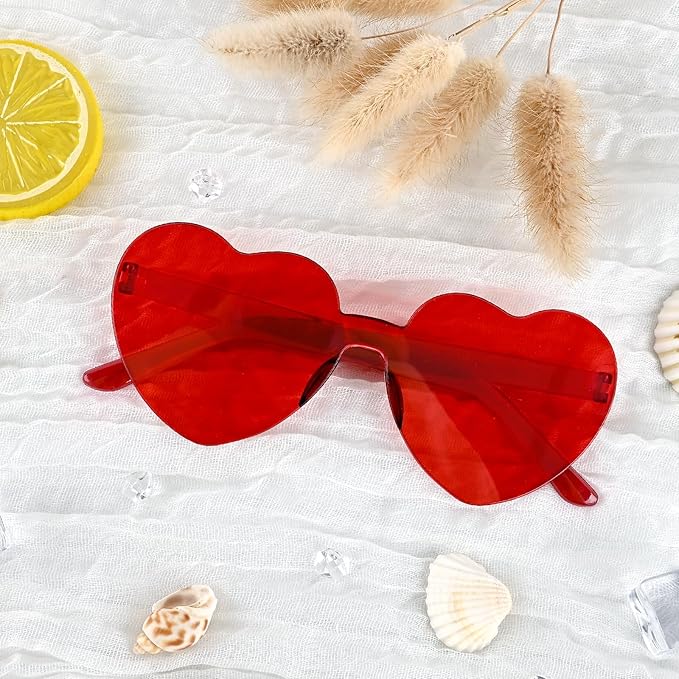 12 Pack Heart Sunglasses for Women Transparent Heart Glasses for Bachelorette Birthday Party Favor Gifts