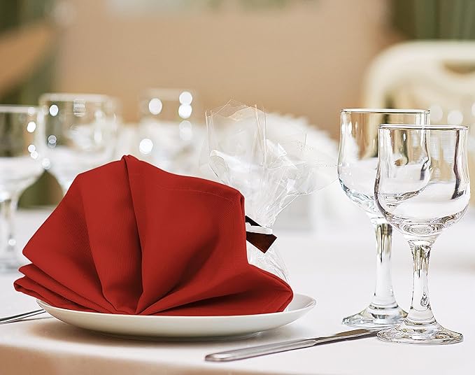 Utopia Kitchen Red Cloth Napkins [12 Pack, 20x20 Inch] Absorbent Cotton Blend Washable and Reusable for Dinner, Restaurant, Lunch, Wedding and Hotel
