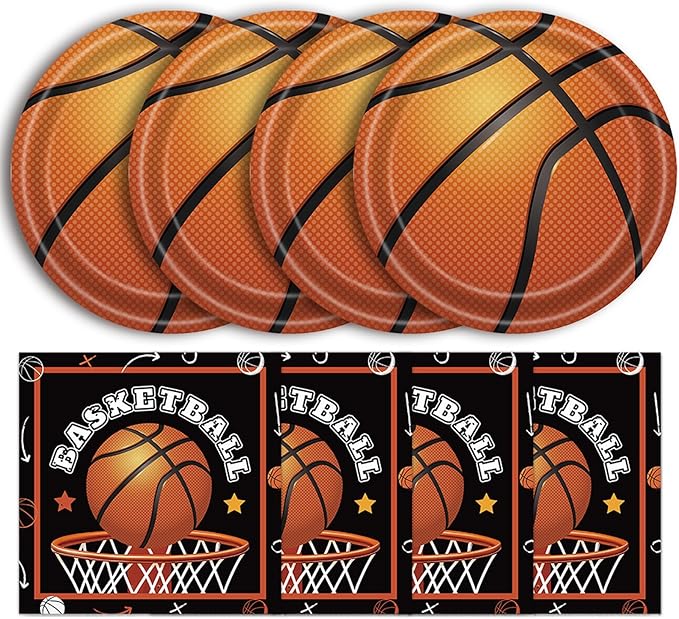 40 Pcs Basketball Plates and Napkins Party Supplies, Basketball Birthday Party Decorations Disposable Paper Plates and Napkins Tableware Set for Birthday Baby Shower Serves 20