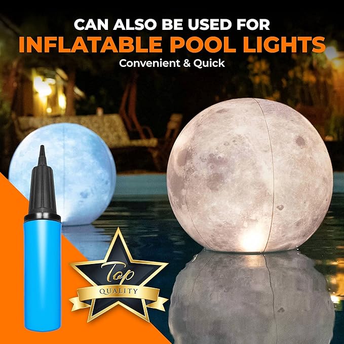 Hand Air Pump for Balloons - 9" Portable Manual Balloon Pump, Mini Hand Pump for Inflatables, Pool Floats, Party Garlands, Exercise and Yoga Balls