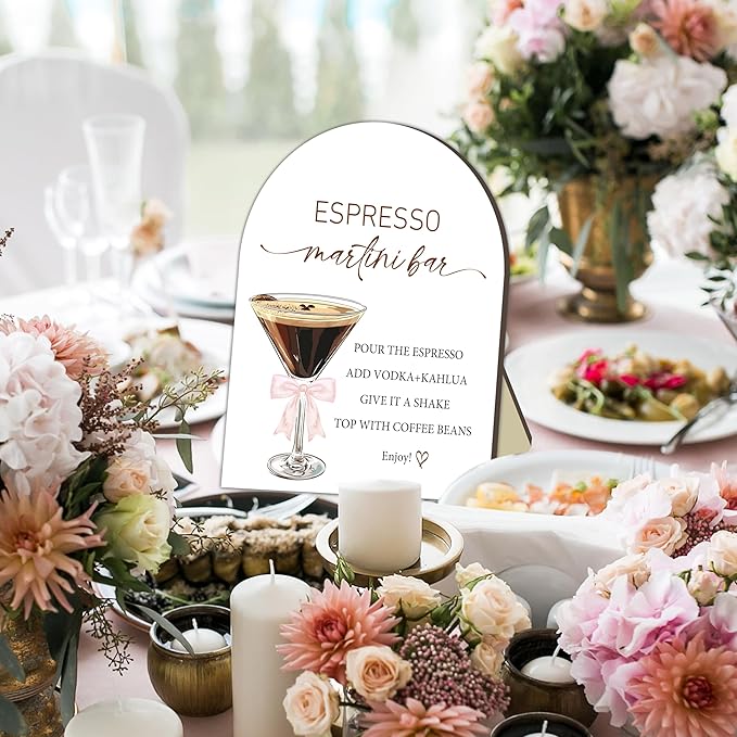 Espresso Bar Wooden Table Sign, Martini Bar Sign for Baby Shower, Bride Shower Table Signs, Coffee Station Welcome Board, Coffee Board for Gender Reveal Party, Bridal Party Drink Decoration 8x10 In