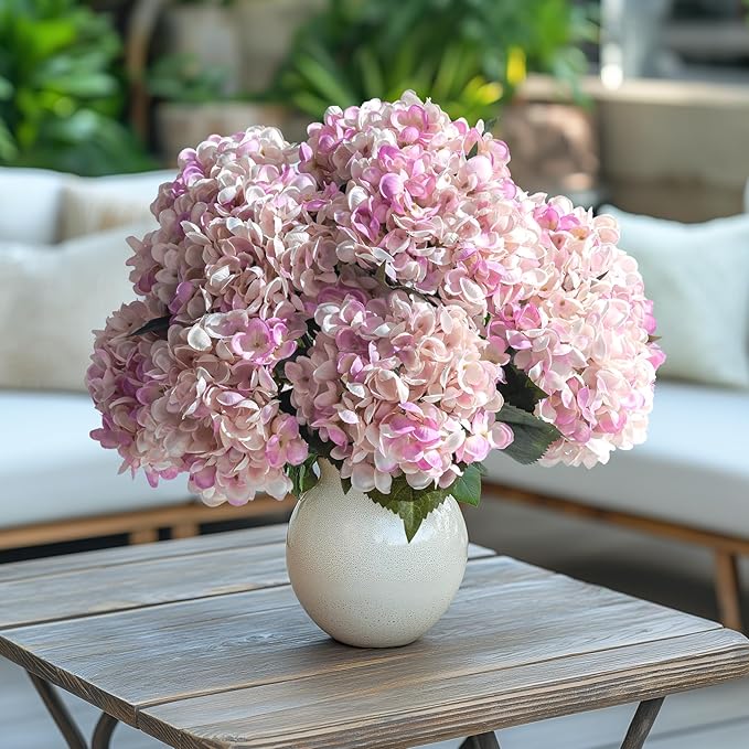 10PCS Faux Hydrangea Flower Hydrangea Artificial Flowers Hydrangea Bouquet Faux Flower Table Centerpieces for Home Wedding Bridal Bouquet Office Party DIY Floral Decor