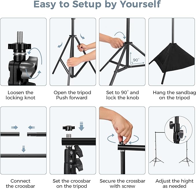 Backdrop Stand 10x7ft Adjustable Photo Backdrop Stand Kit Photography Backdrops with 4 Crossbars, Photo Studio Adjustable Background Stand for Parties/Wedding