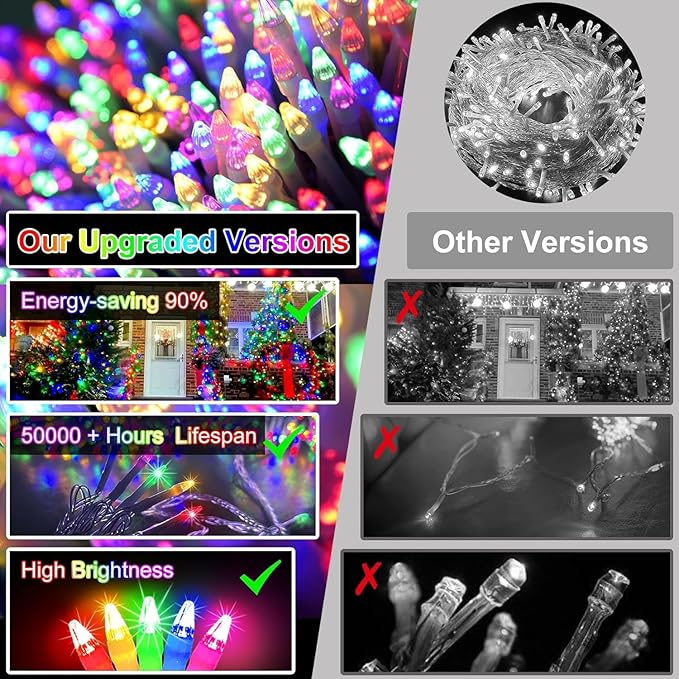 1500 LED 470FT Christmas String Lights, 12 Modes and Timer Memory Dimmable, Plug in Outdoor Waterproof Clear Wire Twinkle Fairy Light for for Xmas Yard Tree Wedding Party Outside Decor (Multicolor)