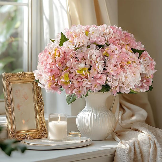 10PCS Faux Hydrangea Flower Hydrangea Artificial Flowers Hydrangea Bouquet Faux Flower Table Centerpieces for Home Wedding Bridal Bouquet Office Party DIY Floral Decor