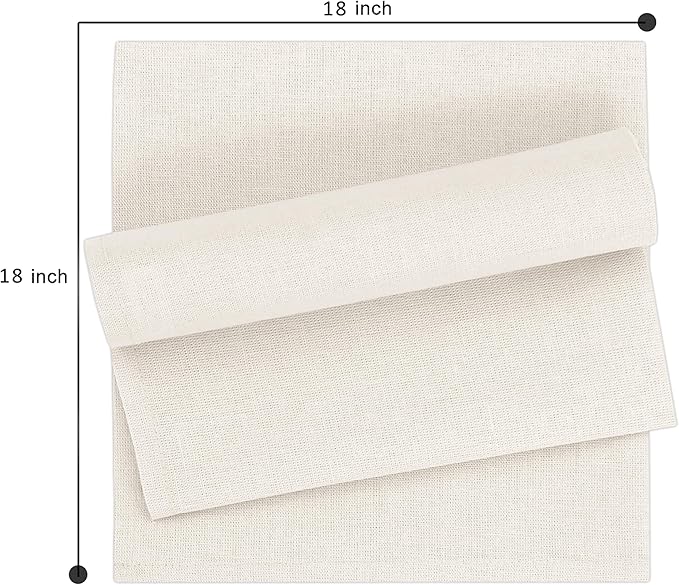 Ruvanti Linen Napkins Set of 6, 18x18 Cloth Napkins, Cotton Linen Blend Napkins Cloth Washable, Soft, Reusable Dinner Napkins for Wedding, Parties, Christmas, Thanksgiving, Everyday Use - Ivory