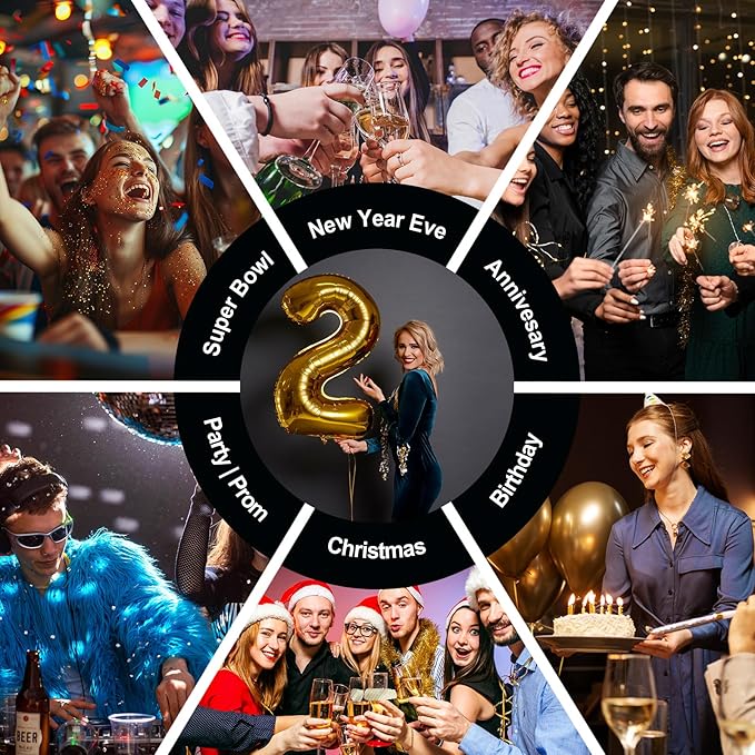 Smlpuame 40 Inch 2025 Balloons Gold, Large Foil Number Balloons for Happy New Years Festival Celebration Party Supplies Class of 2025 Graduation Decorations