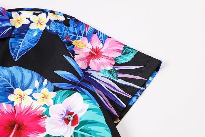 Cromoncent Matching Hawaiian Outfits for Family, Dad and Son Matching Luau Beach Tropical Shirts Mommy Daughter Tropical Sets