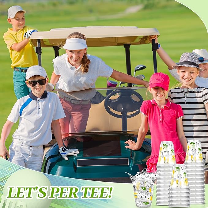 50 Pcs Masters Golf Ball Party Supplies Bulk Clear Plastic Cups 12oz Disposable Let's Par-tee for Home Sports Golf Themed Birthday Bachelor Party Supplies Favors (Yellow,Green,White)