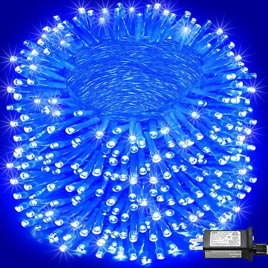 800 LED Christmas Lights Outdoor Indoor, String Lights for Outside with 8 Modes Waterproof, Plug in Twinkle Light Clear Wire for Xmas Wedding, House, Party Decorations, Blue