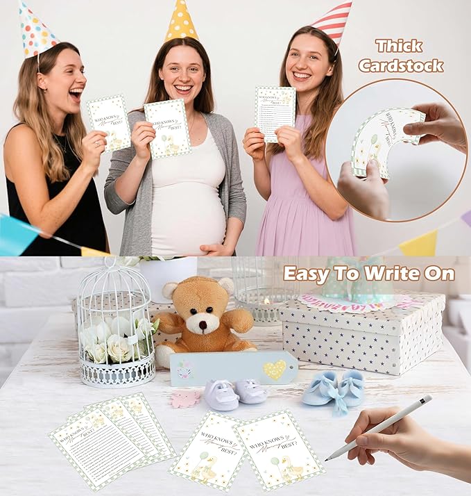 Goose Baby Shower Games, Sage Green Little Goose Who Knows Mommy Best Game for 30 Guests with Game Cards, Gender Reveal, Baby Shower Supplies & Decorations (DV18)