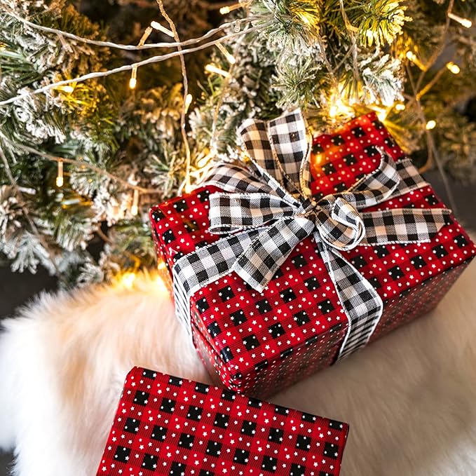 WRAPAHOLIC Christmas Wrapping Paper Set - Reindeer, Snowflake, Plaid Wrapping Paper Bundle with Gift Bow & Ribbon & Tag & Sticker