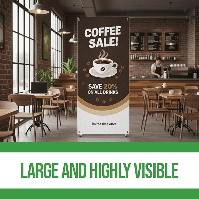 Custom X-Stand Banner with Adjustable Tripod (30”x65”) by BCB Print | Personalized Cross Stand Banner for Advertising & Trade Shows | HD Print Vertical Stand | Express Dispatch+Ship/Made in USA