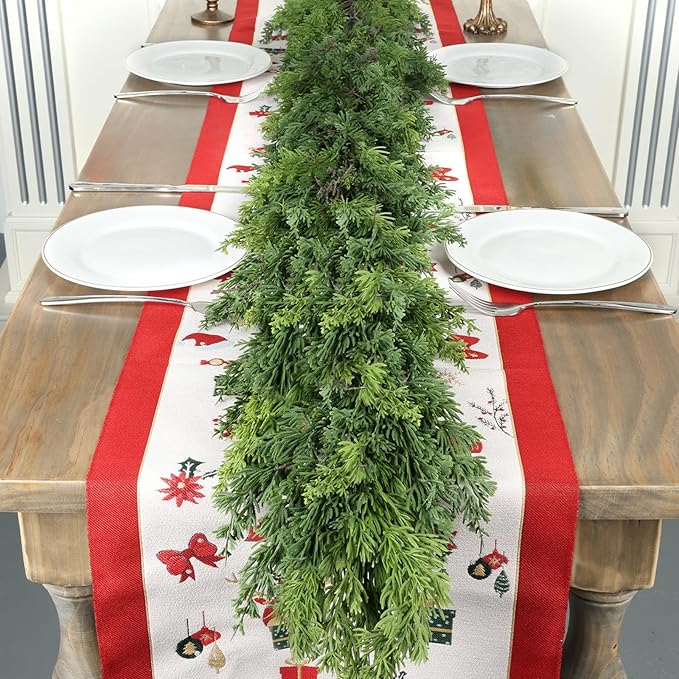 9 Ft Real Touch Christmas Garland Indoor with Pine Cone,Thick and Lush，Soft Bendable Mantle Garland Christmas, Lifelike Cedar Garland, Christmas Garland for Mantle,Indoor Christmas Decorations