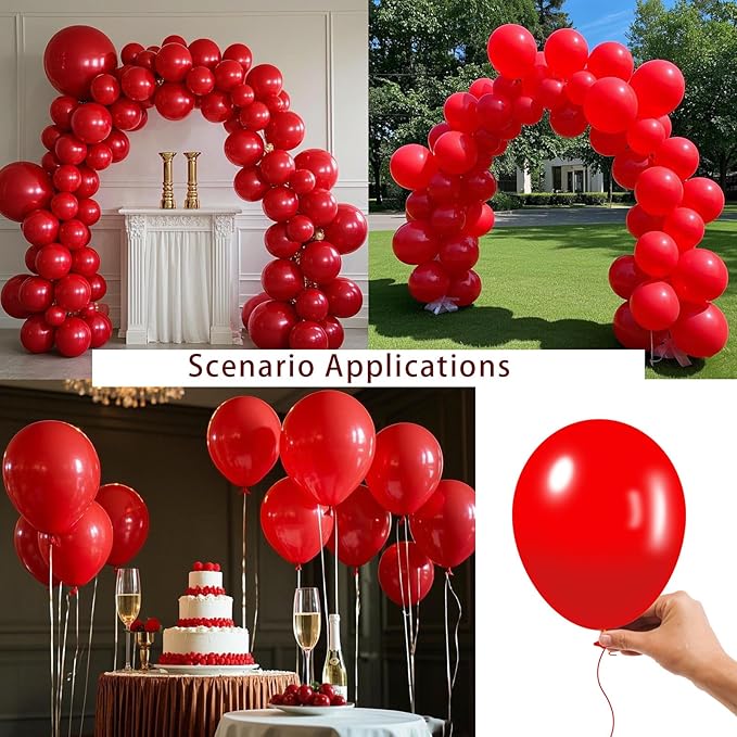 Red Balloons 145 pcs Matte Red Balloons Arch Kit Different Sizes of 18 12 10 5 Inch Latex Balloons for Balloon Garland or Balloon Arch as Birthday Valentines Day baloons Party Decorations