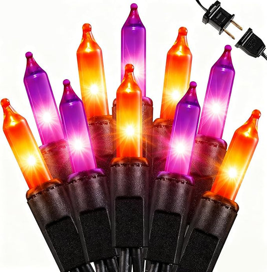 Joomer Orange Purple Halloween String Lights, 19.5FT 100 LED Mini String Lights, Connectable Indoor Outdoor String Light for Patio, Home, Party, Garden, Yard, Halloween Decor