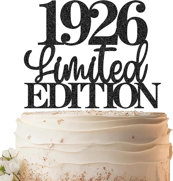 Limited EDITION 1926 Cake Topper - Black Glitter Happy 99th Birthday Party Cake Decoration Supplies, Cheer to 99 Years Cake Bunting Decor for 99th Birthday Party Photo Booth Props