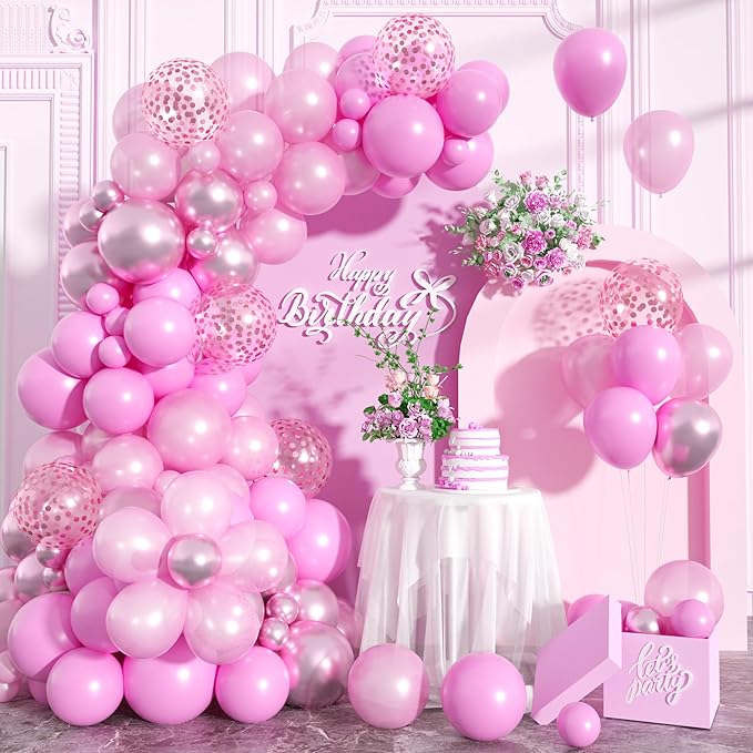 Paready Pink Shades Balloons Garland Arch Kit 115Pcs for Girls Birthday Engagement Wedding Bridal Shower Baby Shower Graduation Party Decorations