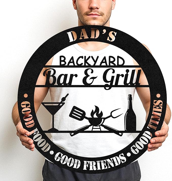 Custom BBQ Metal Sign Personalized Grill Name Wall Art for Outdoor Kitchen Patio Backyard Decor Fathers Gift for Dad Grandpa Husband Barbecue Smoker Area Sign, Grilling Lover Gifts 31