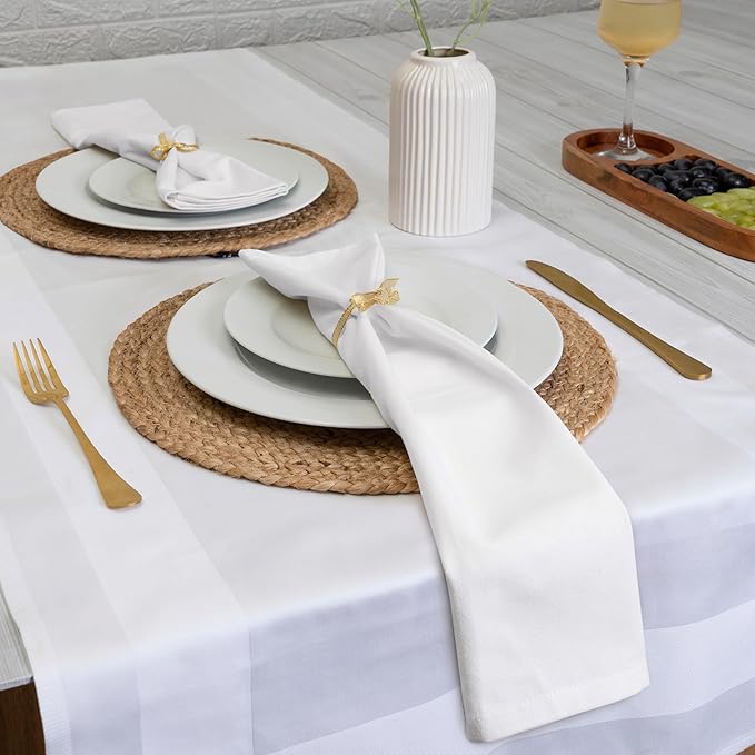 Blue Needles Solid Cloth Napkins Set of 12 White 100% Cotton Dinner Napkins 18x18 inches - Soft, Reusable, Absorbent & Washable Fall Thanksgiving Linen, Ideal for Events, Parties & Everyday Use