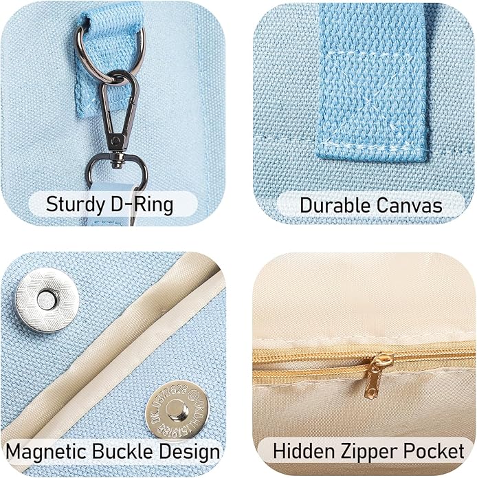 Canvas Tote Bag for Women, Large Laptop Travel Tote Handbag Totes with Crossbody Shoulder Teachers Reusable Grocery Bags
