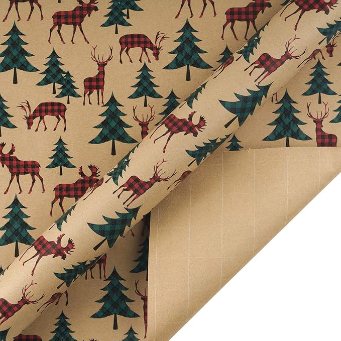 RUSPEPA Christmas Wrapping Paper Rolls with Tags, Jute String and Gift Wrap Bows - 30 inches x 10 feet per Roll, Total of 4 Rolls