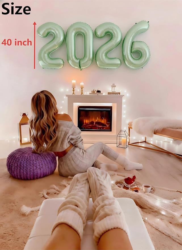 2026 number balloon green olive