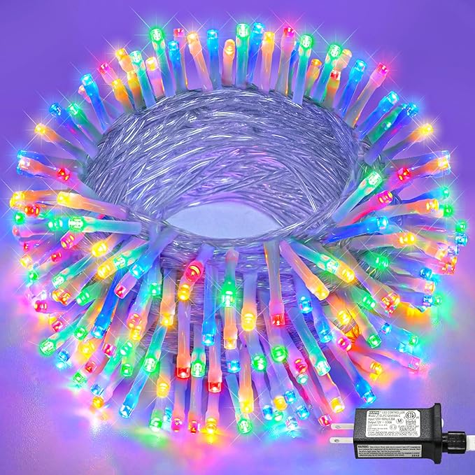 100FT 300 LED Christmas Lights Outdoor, Plug in Christmas String Lights Indoor, Waterproof & 8 Modes & Timer Function, Connectable Fairy Twinkle Light for Bedroom Garden Wedding Decor, Multicolor