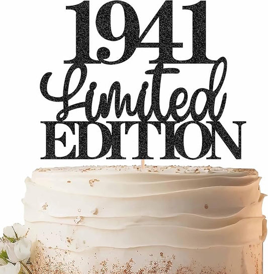 Limited EDITION 1941 Cake Topper - Black Glitter Happy 84th Birthday Party Cake Decoration Supplies, Cheer to 84 Years Cake Bunting Decor for 84th Birthday Party Photo Booth Props