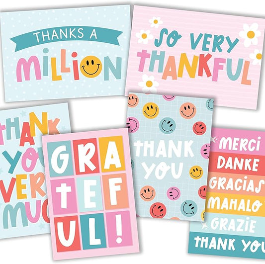 Hadley Designs Bulk Thank You Cards with Envelopes - 54 Kids Thank You Cards For Teachers, Cute Thanks Blank Cards and Envelopes, Fun Appreciation Note Card for Birthday, Baby Shower & Small Business